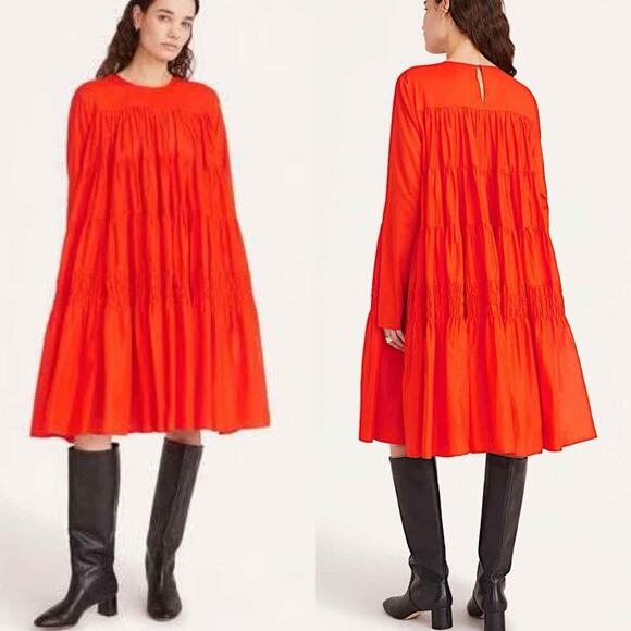 Merlette Soliman Midi Contemporary Casual Dress Size Small Flame - Picture 9 of 12